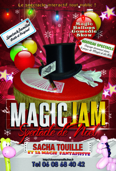 affiche spectacle magicien noel
